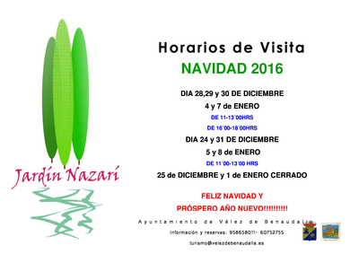 Cartel horarios jardin navidad 2016